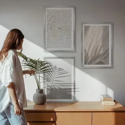 Set de tablouri decorative cu texturi naturale în stil boho