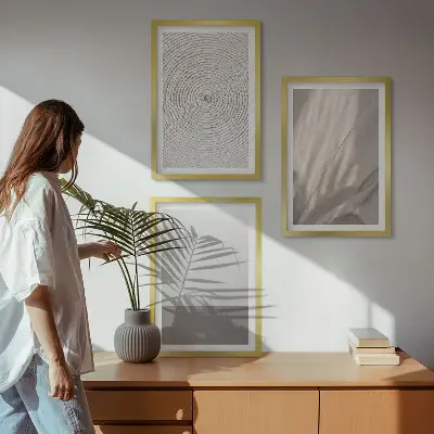 Set de tablouri decorative cu texturi naturale în stil boho