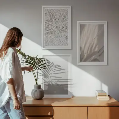 Set de tablouri decorative cu texturi naturale în stil boho