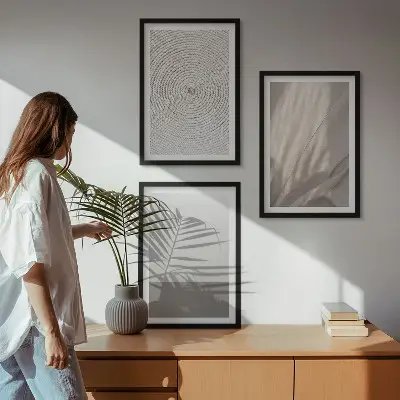 Set de tablouri decorative cu texturi naturale în stil boho