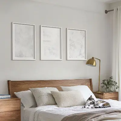 Set tablouri pentru dormitor cu fundal minimalist și pete albe