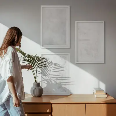 Set tablouri pentru dormitor cu fundal minimalist și pete albe
