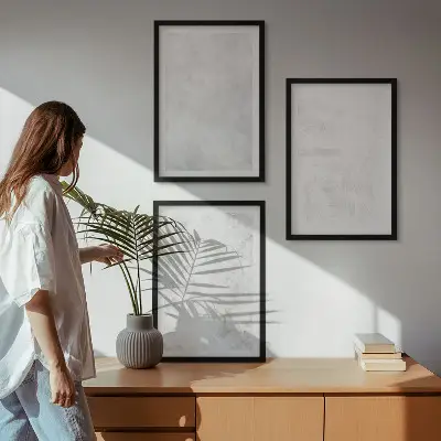 Set tablouri pentru dormitor cu fundal minimalist și pete albe