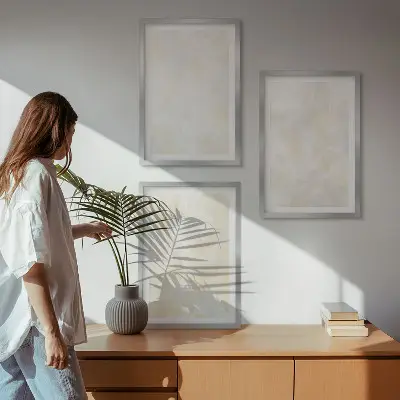 Set de tablouri pentru dormitor cu design de vopsea cu textură strălucitoare
