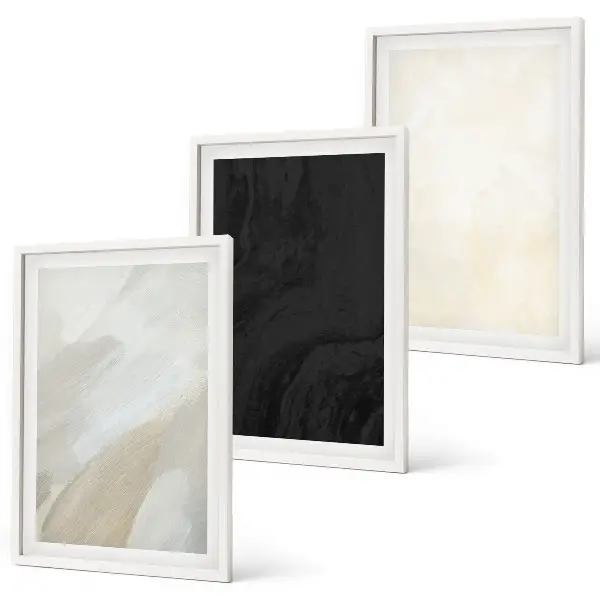 Set tablouri decorative cu structuri care nuanțează minimalismul