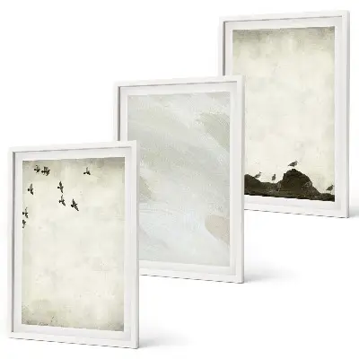 Set de tablouri pentru dormitor cu model artistic având păsări și pietre