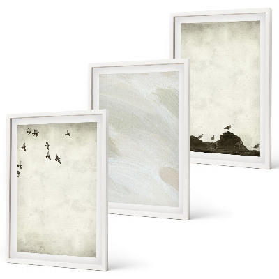 Set tablouri pentru dormitor Decorațiuni cu mișcări de pensulă pentru păsări și pietre