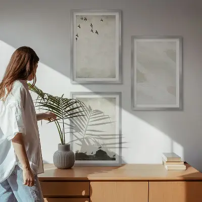 Set de tablouri pentru dormitor cu model artistic având păsări și pietre