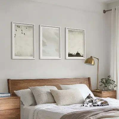 Set de tablouri pentru dormitor cu model artistic având păsări și pietre