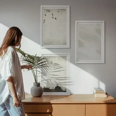 Set de tablouri pentru dormitor cu model artistic având păsări și pietre