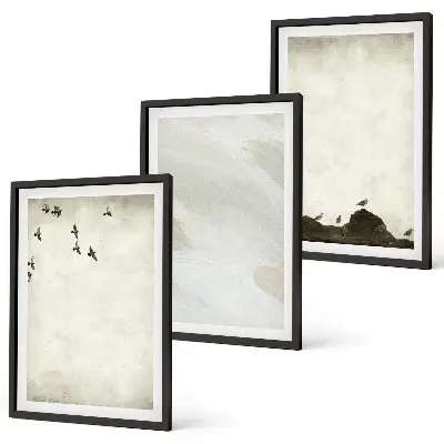 Set de tablouri pentru dormitor cu model artistic având păsări și pietre