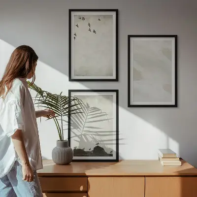 Set de tablouri pentru dormitor cu model artistic având păsări și pietre