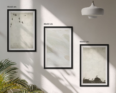 Set tablouri pentru dormitor Decorațiuni cu mișcări de pensulă pentru păsări și pietre