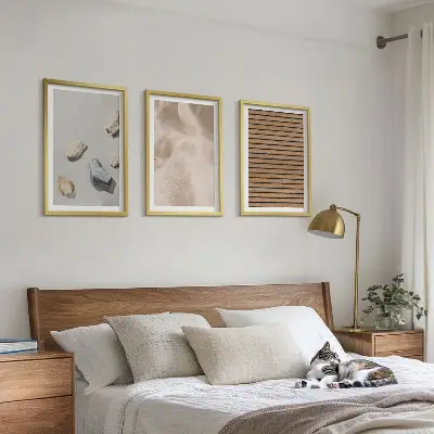 Set tablouri decorative cu texturi de țesături din lemn și pietre
