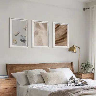 Set tablouri decorative cu texturi de țesături din lemn și pietre