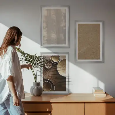 Set de tablouri pentru dormitor cu structuri texturate minimaliste