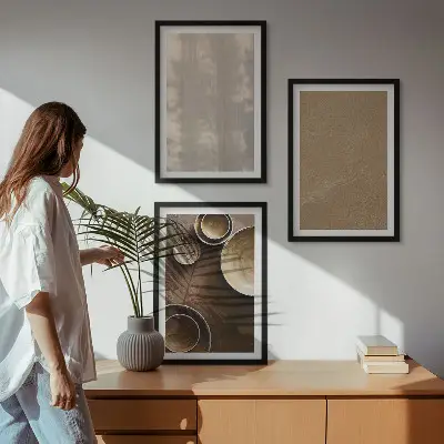Set de tablouri pentru dormitor cu structuri texturate minimaliste