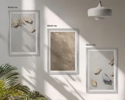 Set de tablouri pentru dormitor cu structuri naturale de pietre de pe plajă