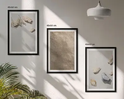 Set de tablouri pentru dormitor cu structuri naturale de pietre de pe plajă