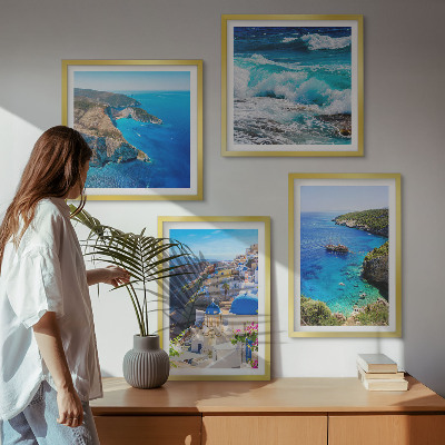 Compoziție de tablouri pentru perete Vederi grecești ale insulei Santorini, Oia