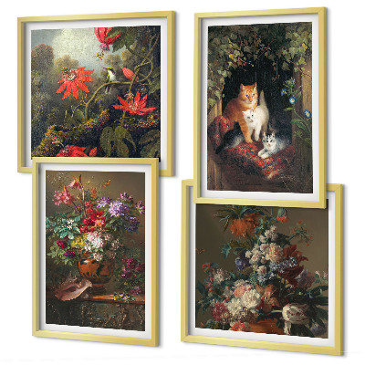 Set tablouri gata de agățat Flori vintage, pisici, plante