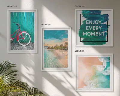Set de tablouri gata de agățat cu grafică de bicicletă pe barcă în largul mării