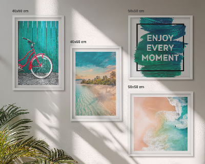 Set tablouri gata de agățat Inspirație pentru biciclete cu barcă pe mare