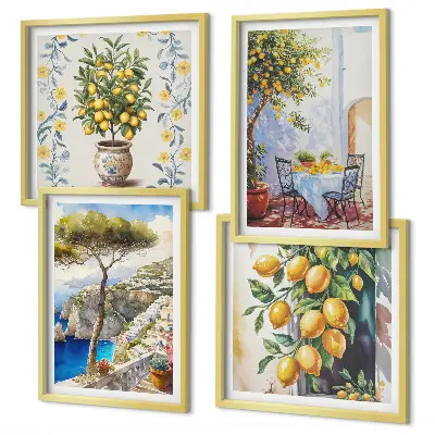 Compoziție de tablouri pentru perete cu motivul lămâi lângă mare