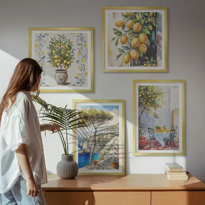 Compoziție de tablouri pentru perete cu motivul lămâi lângă mare