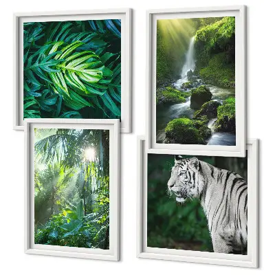 Set tablouri Cascada Tigrului Alb din Junglă gata de agățat
