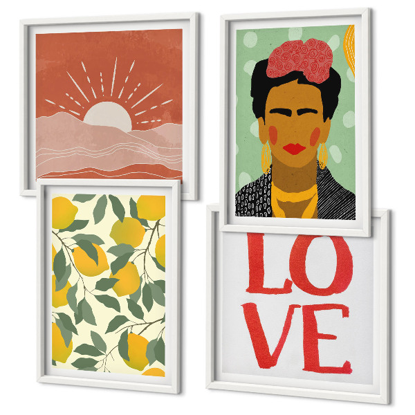 Set tablouri gata de agățat Inscripția cu lămâi, peisaj de dragoste Frida