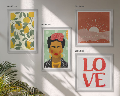 Set tablouri gata de agățat Inscripția cu lămâi, peisaj de dragoste Frida