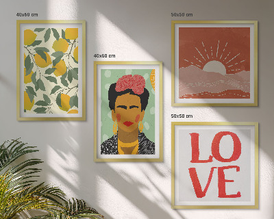 Set tablouri gata de agățat Inscripția cu lămâi, peisaj de dragoste Frida