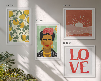 Set tablouri gata de agățat Inscripția cu lămâi, peisaj de dragoste Frida
