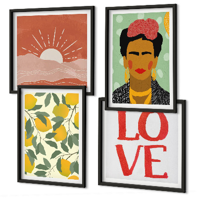 Set tablouri gata de agățat Inscripția cu lămâi, peisaj de dragoste Frida