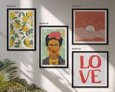 Set tablouri gata de agățat Inscripția cu lămâi, peisaj de dragoste Frida