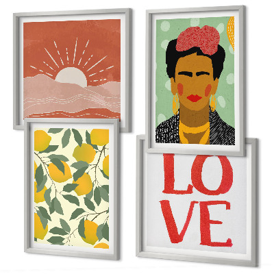 Set tablouri gata de agățat Inscripția cu lămâi, peisaj de dragoste Frida