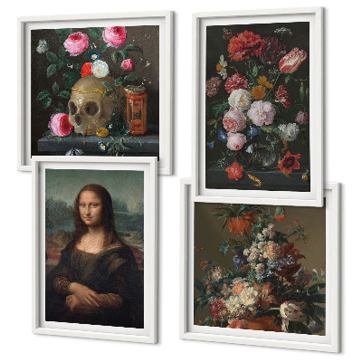 Compoziție de tablouri pentru perete Craniu floral vintage Mona Lisa