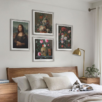 Compoziție de tablouri pentru perete Craniu floral vintage Mona Lisa