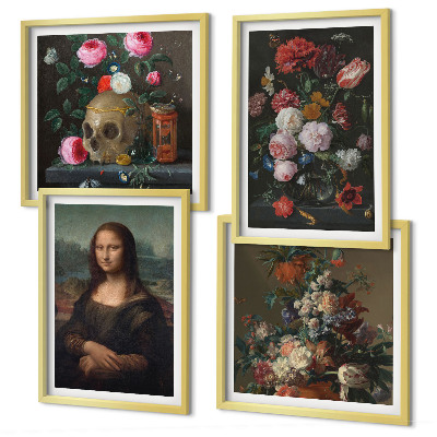 Compoziție de tablouri pentru perete Craniu floral vintage Mona Lisa