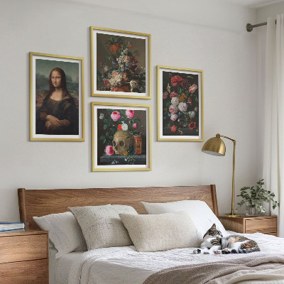 Compoziție de tablouri pentru perete Craniu floral vintage Mona Lisa