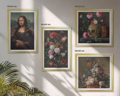 Compoziție de tablouri pentru perete Craniu floral vintage Mona Lisa