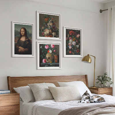 Compoziție de tablouri pentru perete Craniu floral vintage Mona Lisa