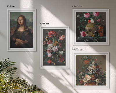 Compoziție de tablouri pentru perete Craniu floral vintage Mona Lisa