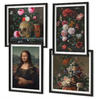 Compoziție de tablouri pentru perete Craniu floral vintage Mona Lisa