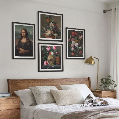 Compoziție de tablouri pentru perete Craniu floral vintage Mona Lisa