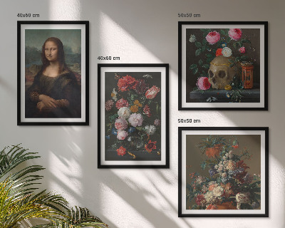 Compoziție de tablouri pentru perete Craniu floral vintage Mona Lisa