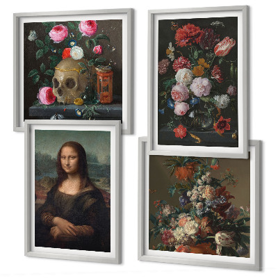 Compoziție de tablouri pentru perete Craniu floral vintage Mona Lisa