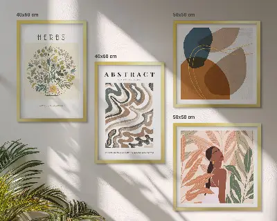 Compoziție de tablouri pentru perete cu postere în stil boho pastelat