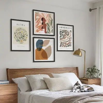 Compoziție de tablouri pentru perete cu postere în stil boho pastelat
